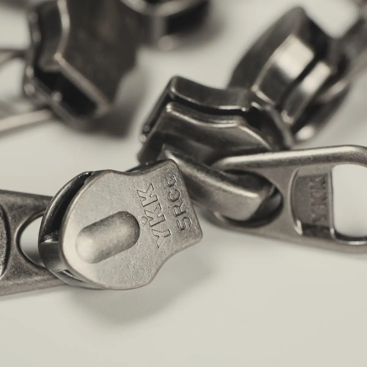 Close-up of the YKK water-resistant zipper